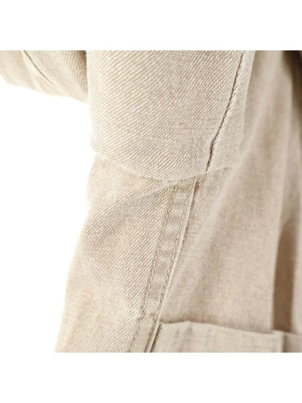 Chanel Vintage Denim Tailored Jacket CC Logo Button Beige